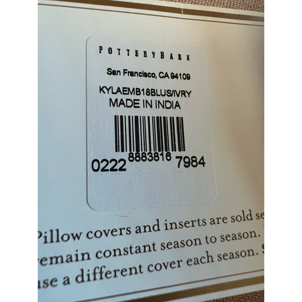 Pottery Barn Kyla Floral Embroidered Pillow Cover Pink White Square Cotton 18x18 - Picture 5 of 7